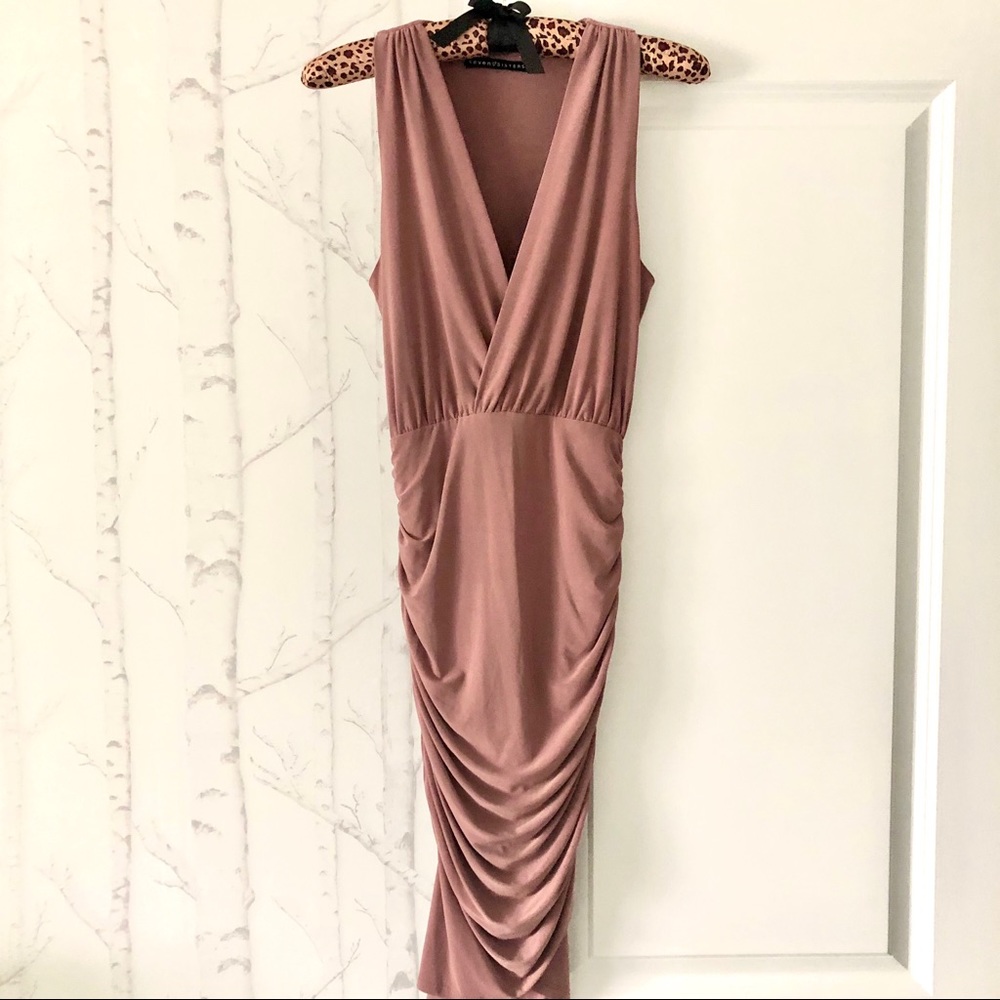 Mendocino Deep Plunge Ruched Dress